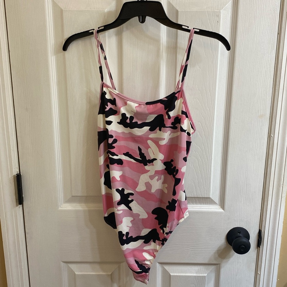 Camo Pink Bodysuit Camouflage Stretch Cotton
